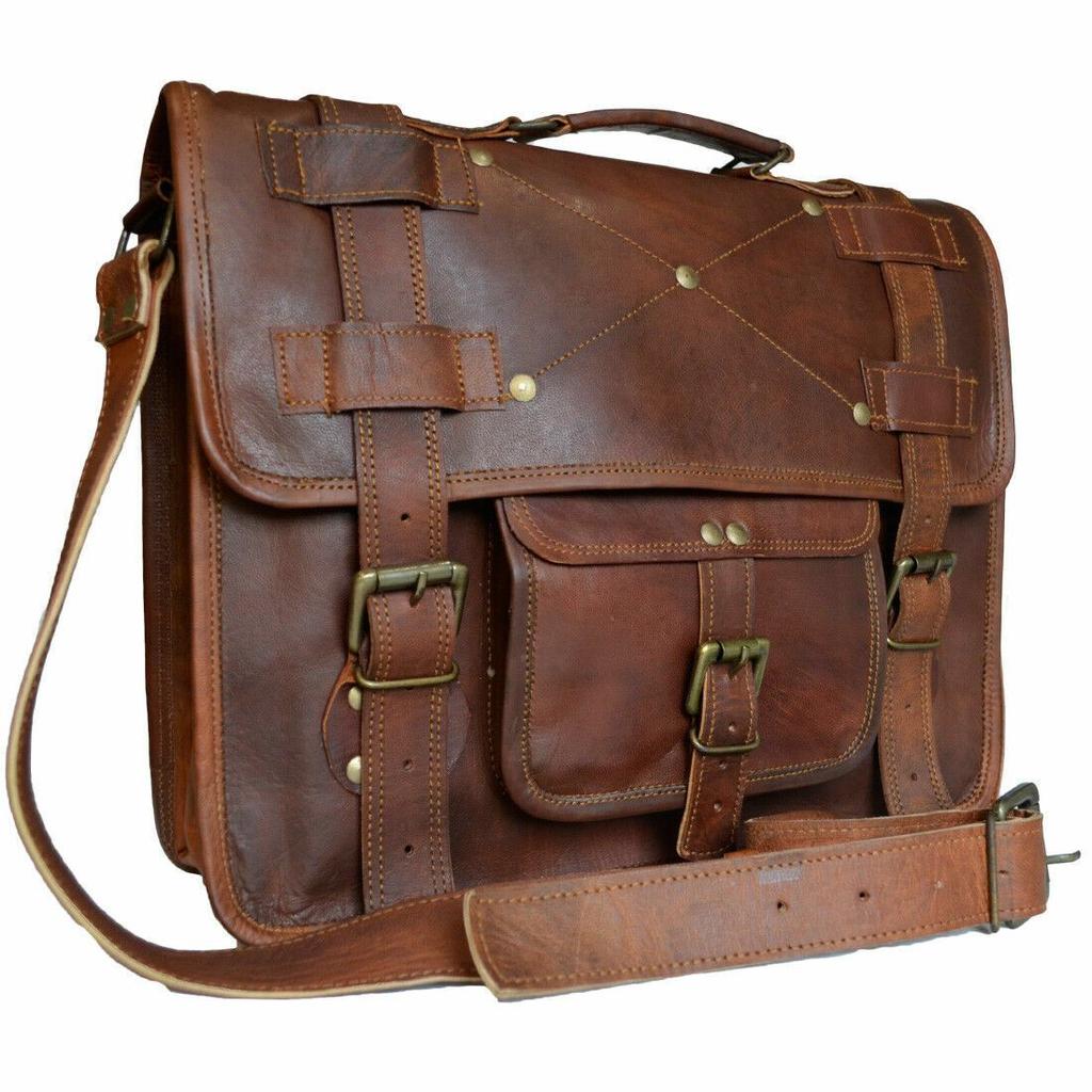 Vintage Briefcase Satchel Soft Leather Laptop Messenger Bag Shoulder New