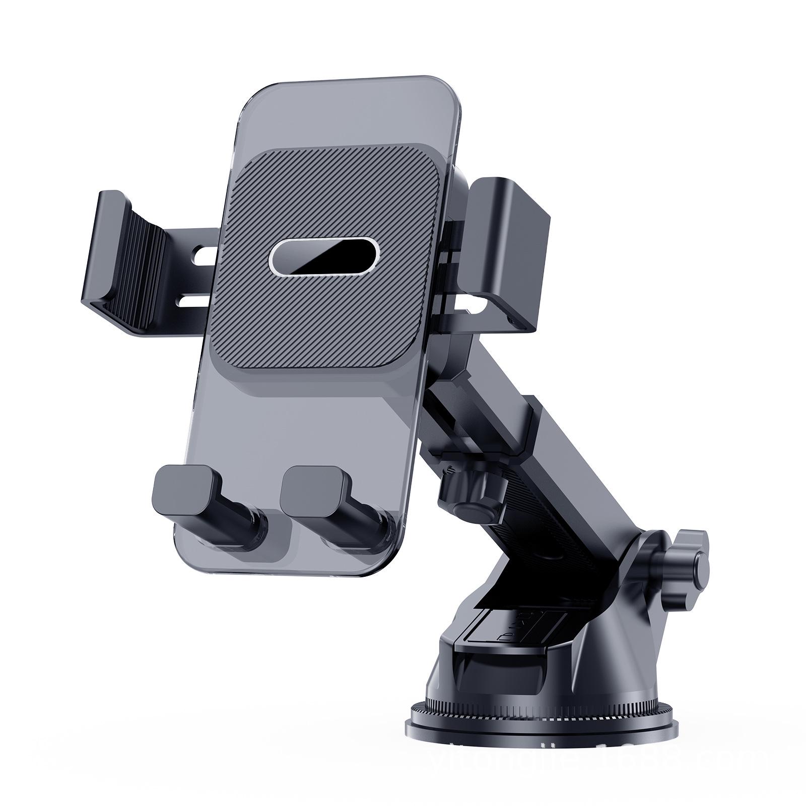 Universal Car Phone Holder with Suction Cup and Multi-Angle Rotation for Center Console чёрный