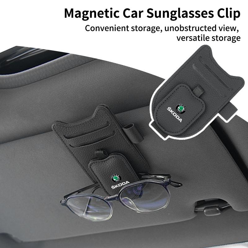 Car Sun Visor Organizer Sunglass Holder Glasses Clip Accessories For Skoda Octavia Rapid Kodiaq Superb Derivative Karoq Fabia Ka BS2