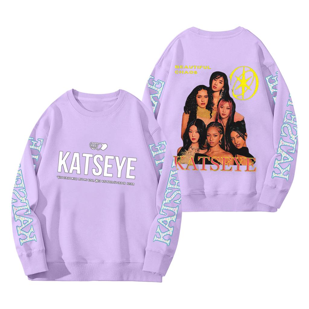 Women's Fashion Long Sleeve Print Round Neck Loose Pullover Sweater Top