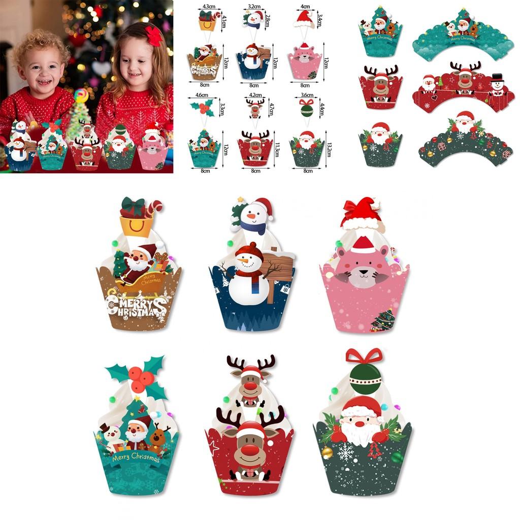 Christmas Cake Embellishment Set Paper Flags With Insert Cards For Festive Decor