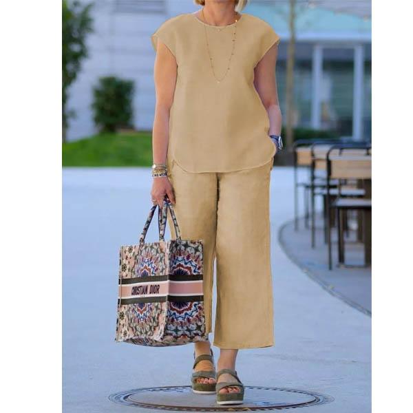 

Женский однотонный свободный повседневный комплект из двух предметов: хлопковая рубашка и брюки XXXXXL