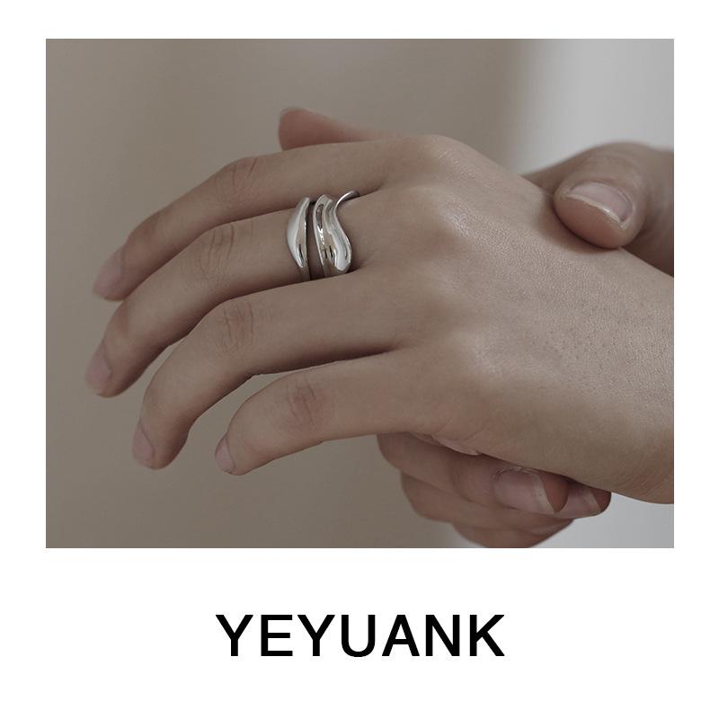 

Nohara Aoi Fashion Blogger Silver Wave Open Ring for Women Adjustable Open