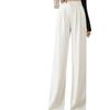 Plus Size Women's Black Drape Wide-Leg Trousers - Summer Casual Fit for Pear-Shaped Bodies