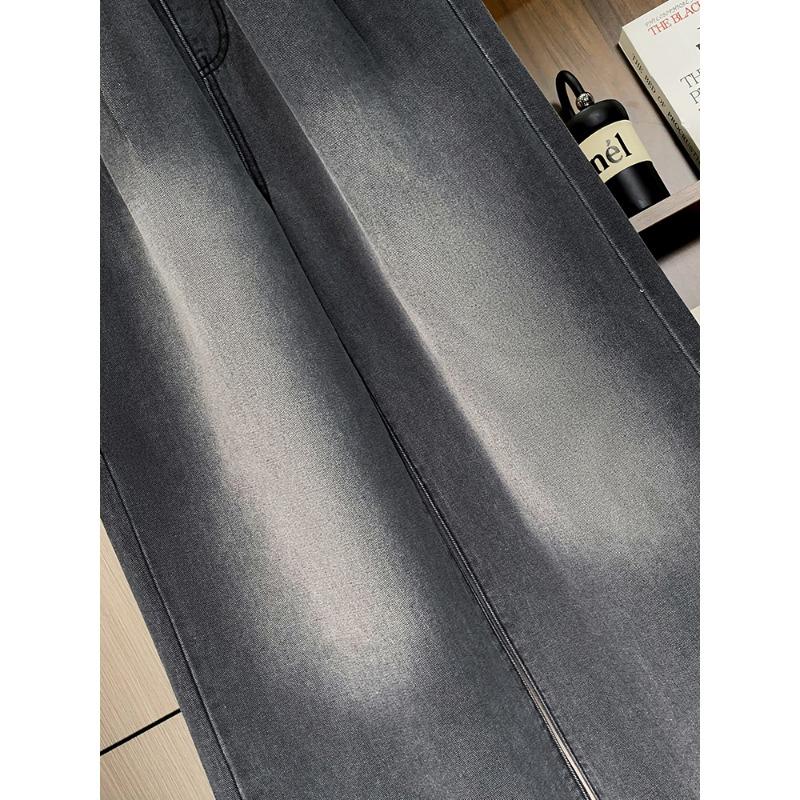 DIMANAF 2025 Übergröße Herbst Blau Basic Elastische Jeans Neue Hose Damen Locker Denim Hose Große Freizeithose 6XL