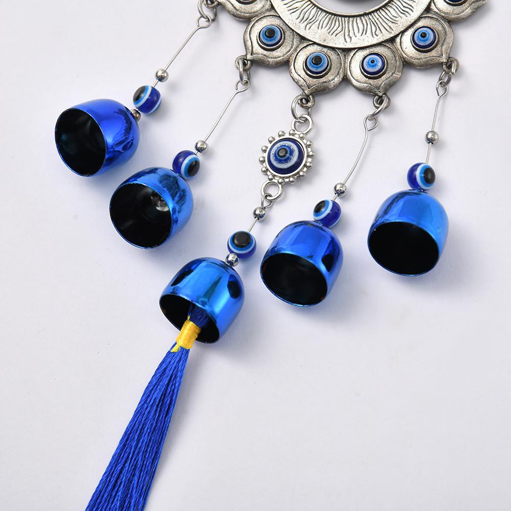 Evil Eyes Wind Chimes Resin Beads Amulet Lotus Turkish Blue Eye Tassel Wind Music Bell Mascot Home Wall Garden Hanging Decor