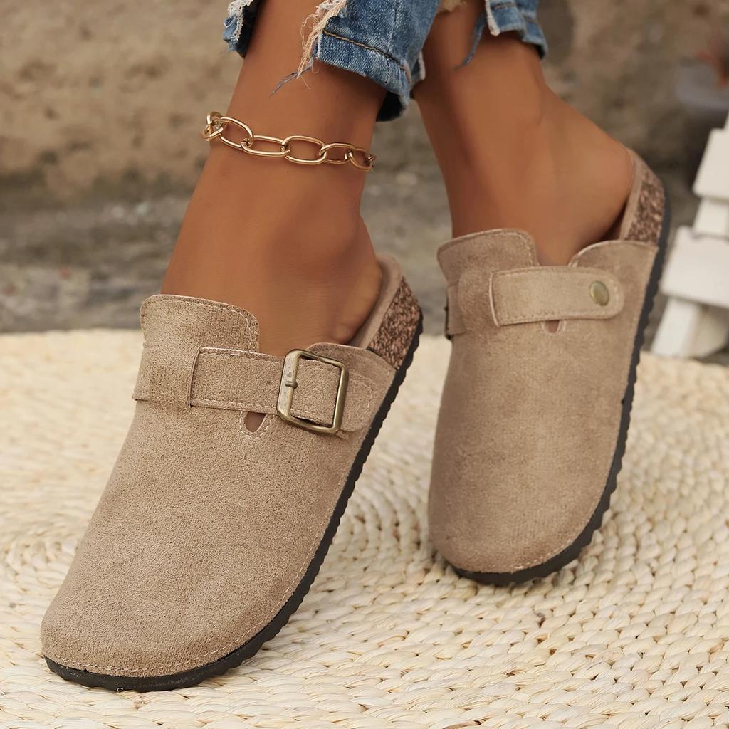 Fashion 2025 New Casual Fashion Women Suede Mules Slippers Men  Cork Insole Sandals with Arch Support Outdoor Beach Slides Home Shoes
