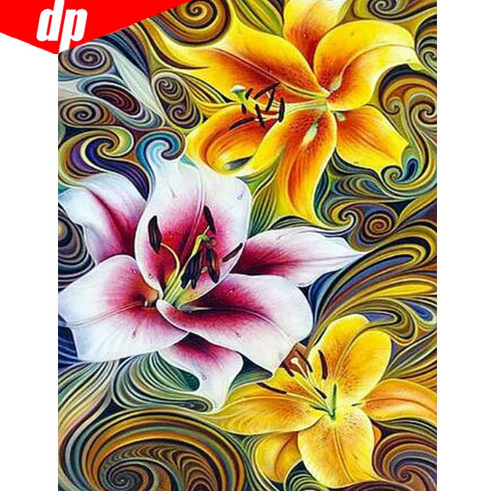 Picture Of Rhinestone Mosaic Full Round Diamond Embroidery Flower 5D DIY Diamond Painting