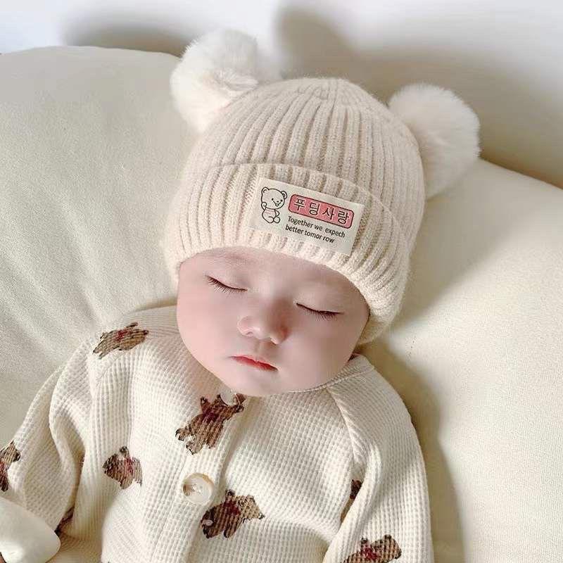 Autumn and winter children's hats, girls' pullovers, knitted hats, colored wool hats, boys' and babies' warm ear hats, tide