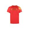 Li-Ning Tischtennis-Serie Schnelltrocknendes Sport-T-Shirt mit Flammen-Buchstaben-Print für Wettbewerbe, Kurzarm, Herren-Tops, Kirschrot AAYR357-1