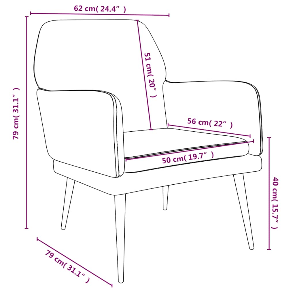 Cream Velvet Armchair 62 x 79 x 79 cm