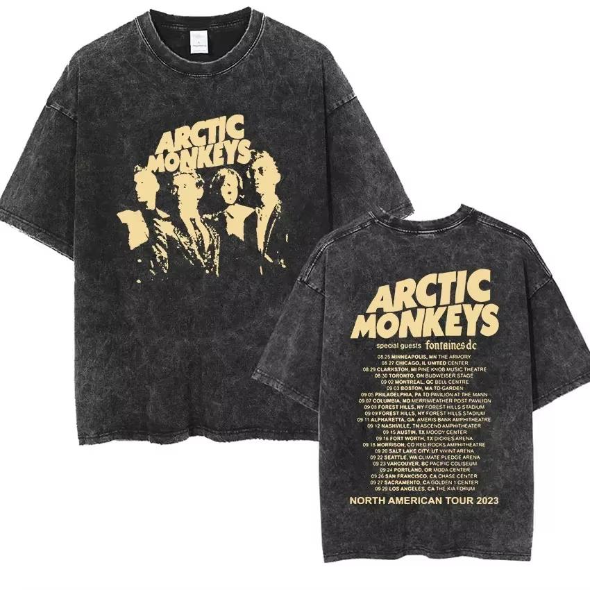 Vintage Washed Oversized Arctic Monkeys Album Print T-Shirt Retro Rock Music Short Sleeve Loose Streetwear Casual Tops For Men Women Daily Outfit