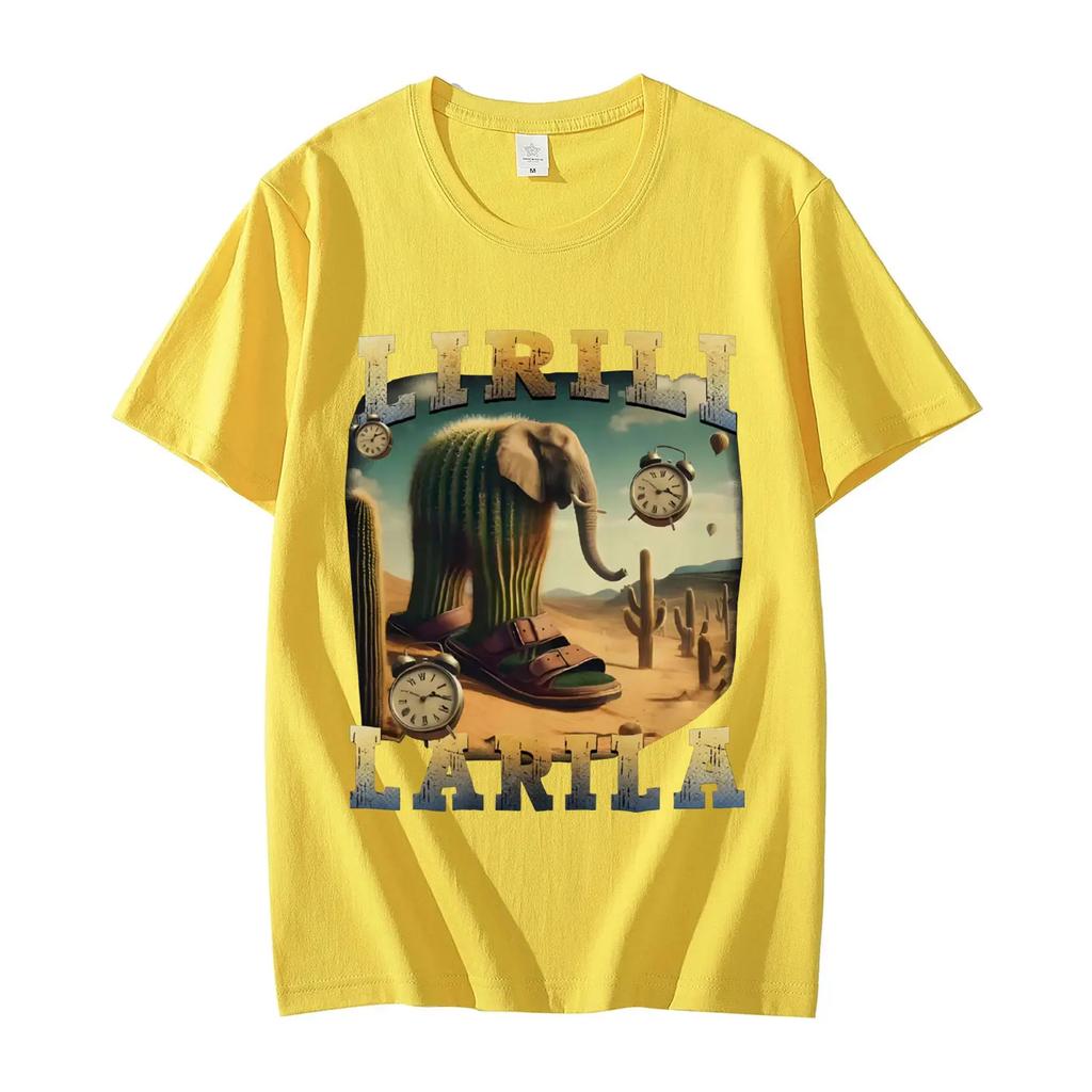 Lirili Larila Funny Ltalian Brainrot Meme T-shirt High Street Fashion Trend Short Sleeve T Shirt Unisex Casual T-shirts