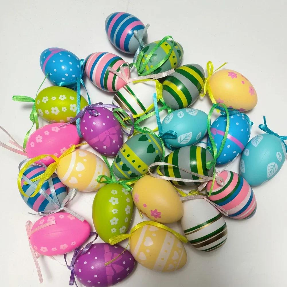 Easter Egg Decorations Set 24 Pieces Plastic Hanging Eggs for Spring Festivities For Party Setup and Festive Room Accents