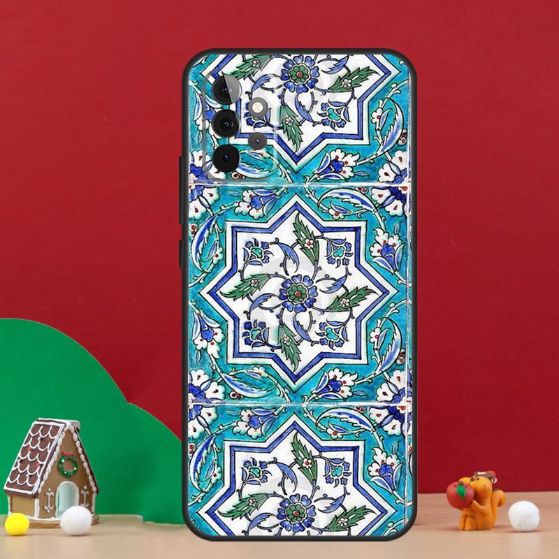 Kwadratowe Tureckie Płytki Kwiatowe Etui Dla Samsung Galaxy A55 A52 A32 A12 A33 A06 A16 A26 A36 A56 A15 A53 A13 A34 A54 A14 A17