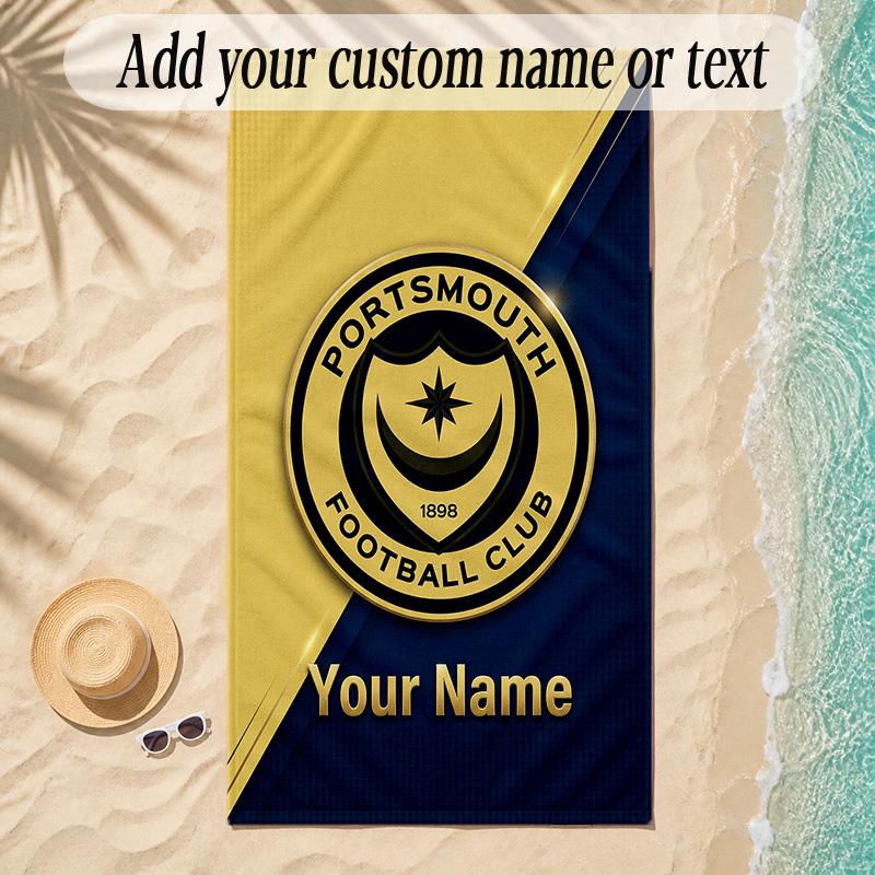 Beach TowelPortsmouth FC Custom Name Text Personalized Soft Towel for Beach Pool Indoor Home Decor Gift