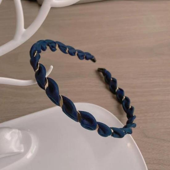 Women Headband Anti-Slip Teeth Mesh Yarn Twist Soft Braided Texture Hair Hoop Washing Face Headband Hair Accessory