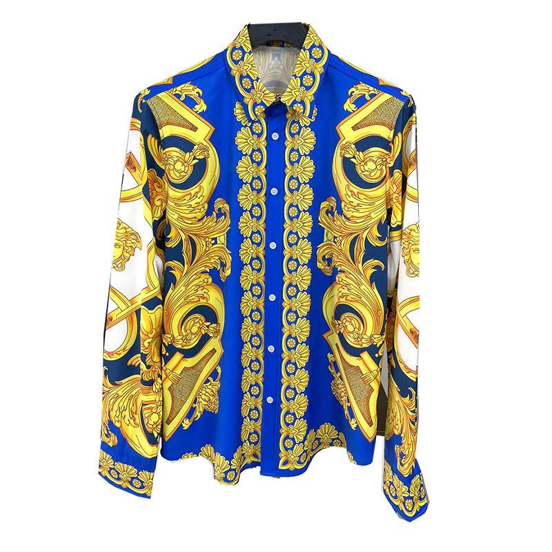 

Мужская рубашка с длинным рукавом с модным цифровым принтом, лето 2023 M цветочные печати