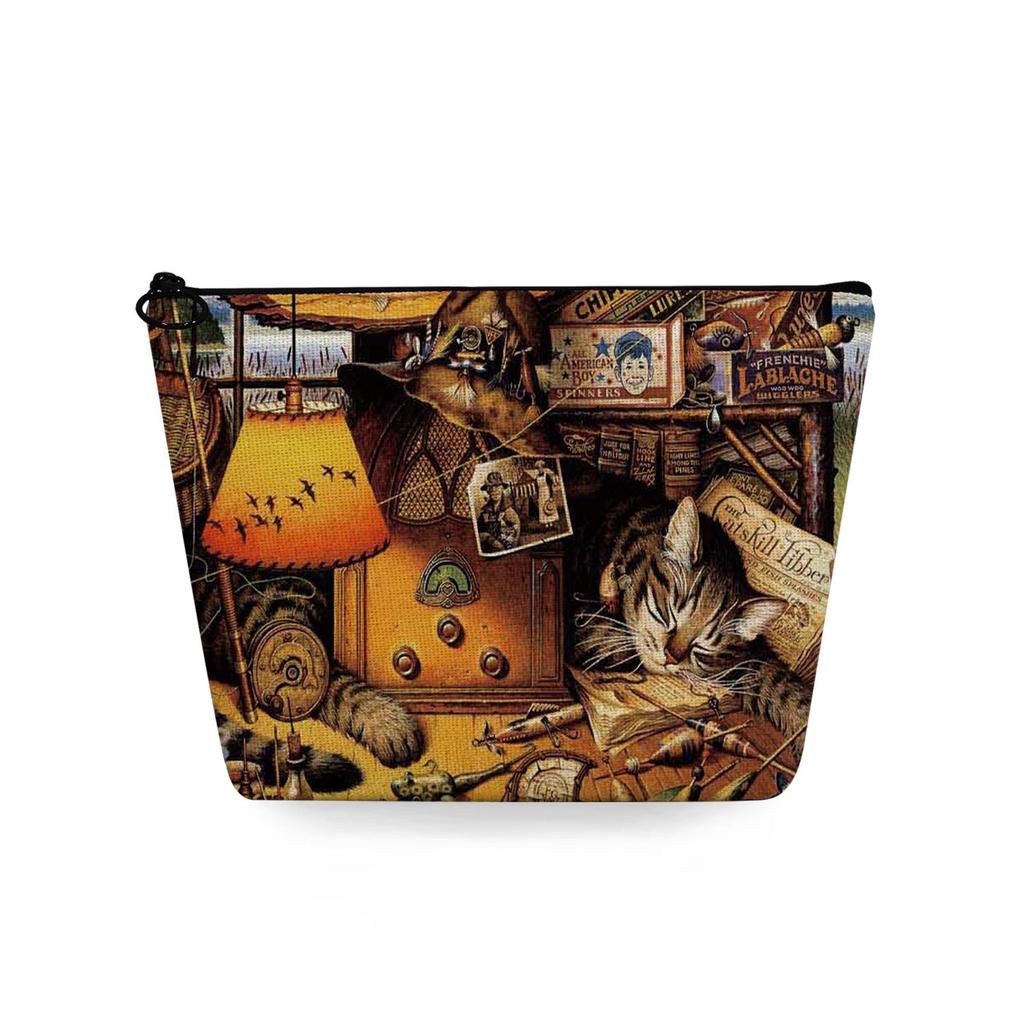 Dam Katt Tryck Sminkväska Toalettartiklar Organisera Reseförvaringsfodral 6784