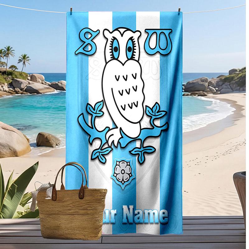 Sheffield Wednesday FC Personalisiertes Bedrucktes Strandtuch Fußballlogo Unterstützung Benutzerdefinierter Name Text Absorbierendes Handtuch Für Sport Reisen Besonderes Geschenk