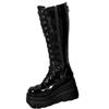 Fashion Winter High Heels Chain Chelsea Boots Platform Knee High Women Luxury Shoes Fashion New Trend Lace Up Wedges Zipper Boots