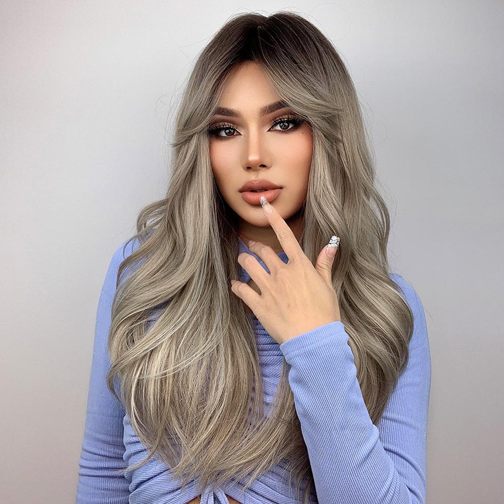 ALAN EATON Long Wavy Synthetic Hair Wigs Cosplay Party Daily Heat Resistant Wigs for Women