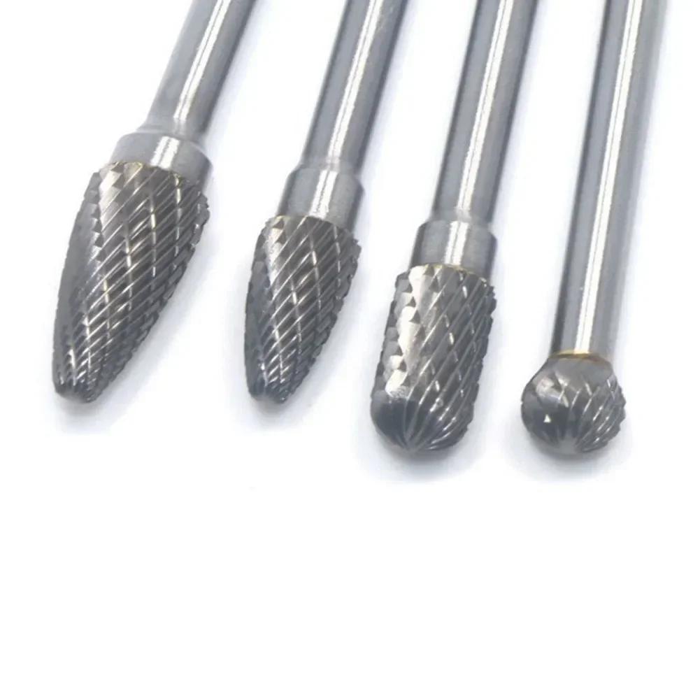 Tungsten Carbide Cutter, 8/10mm Cutting Diameter, 4pc Rotary Burr Set For Cast Iron And Non Metallic Materials