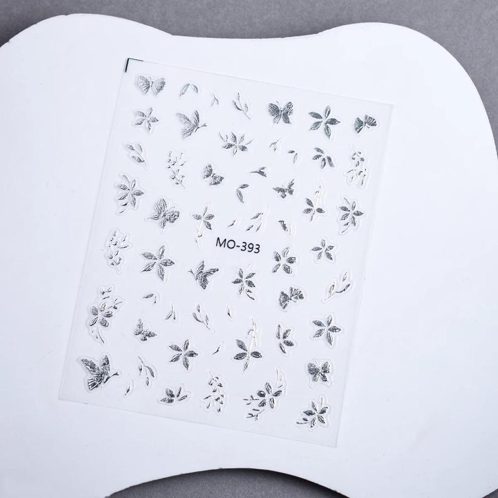 Chinese Style Nail Art Stickers: Golden & Silver Branches and Jade Leaves