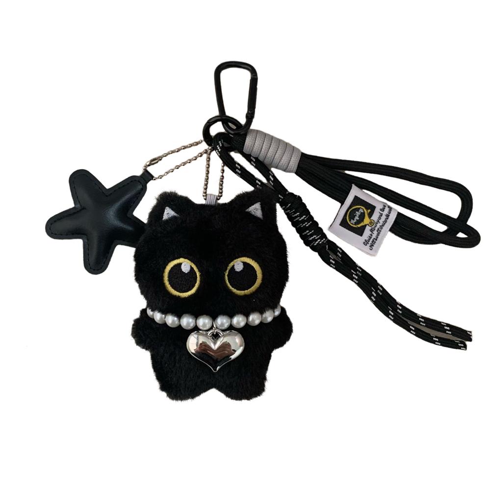 Black Cute Cat Plush Toy Doll Keychain Small Pendant Car Keyring Kitten Toy Doll For Boy Girl Brithday Gifts For Kids Adults Children's Birthday Gift