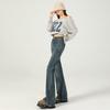 Retro Micro-pull Jeans Women's Spring and Autumn New Fat Mm Pear-shaped Figure High Waist and Thin Flared Pants Yichun