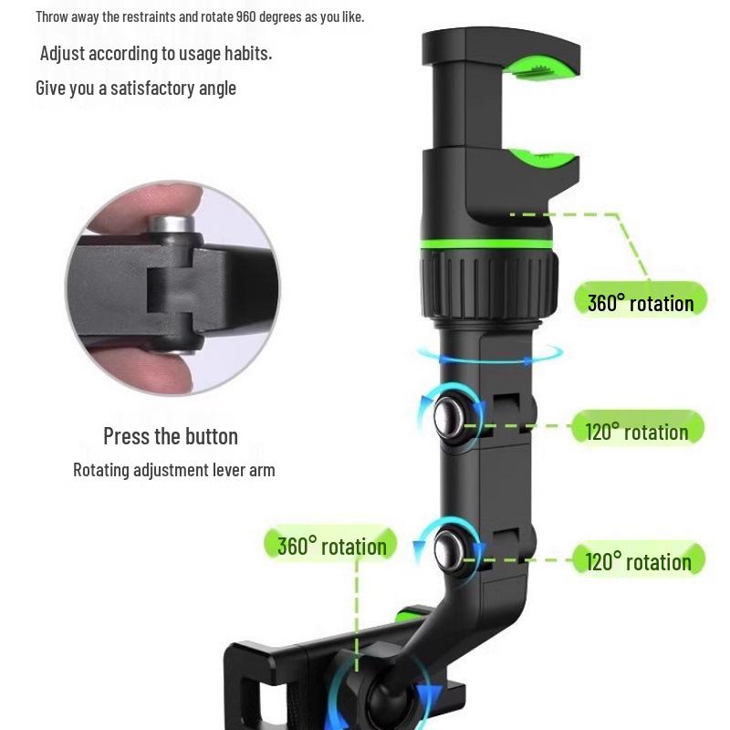 Universal Adjustable Car Rearview Mirror Phone Holder & Navigation Bracket