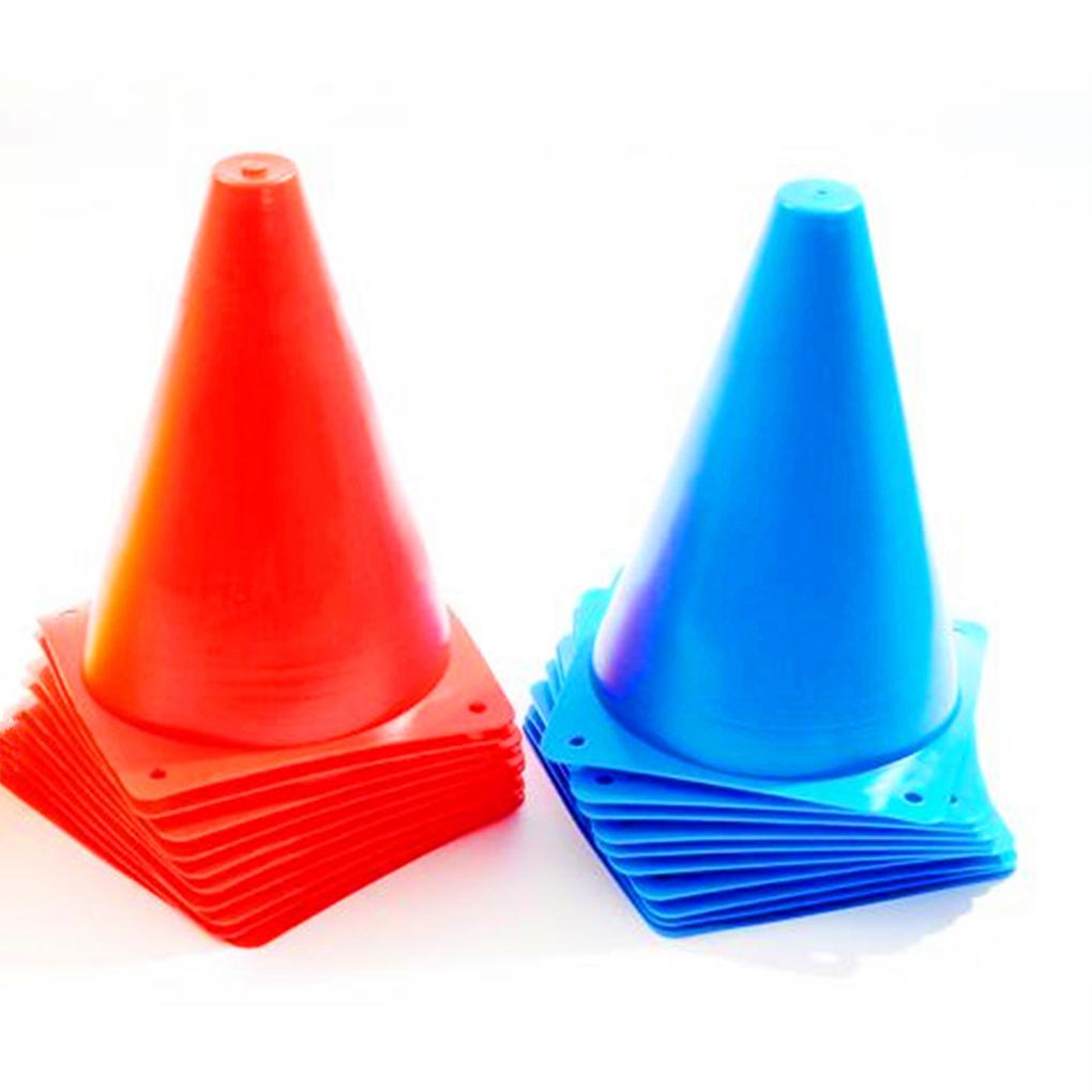 12 Pieces PE Cone Portable Replacing Solid Color 23cm Basketball Football Sport Training Cones Aid Accessories
