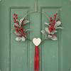 Wreath with Heart Ornament Faux Foliage Hanging Loop Decor for Door, Entryway,
