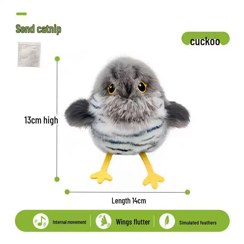 Plush Electric Flapping Bird Cat Toy with Sound and Automatic Motion