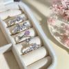 Sweet Pink Zircon Water Drop Star Opening Ring Small Fresh Light Luxury High Sense Simple Niche Ring