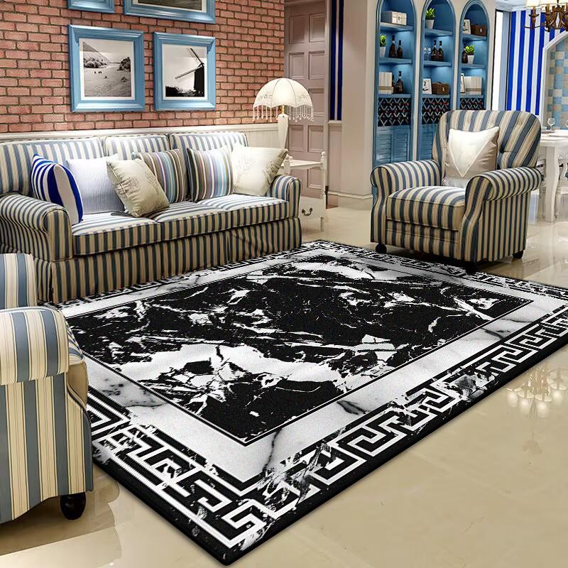 Chinese Style Carpets for Living Room Non-slip kitchen floor carpet Easy Clean Light Luxury Black Large Rug Bedroom Bath mat