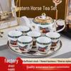 European Style Luxury Gold-Rimmed Ceramic Teapot & Water Cups Set