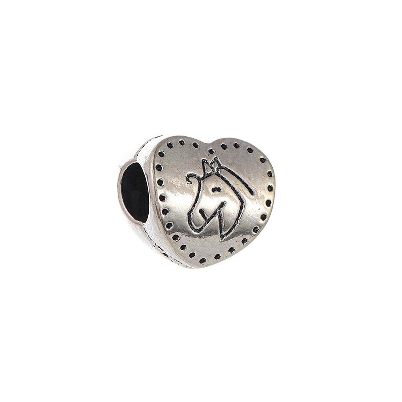 Diy Handmade Ancient Silver Tibetan Silver Jewelry Accessories, Multi-Style Pentagram Love Hole Beads, Bracelet, Alloy Bead Spacer Beads
