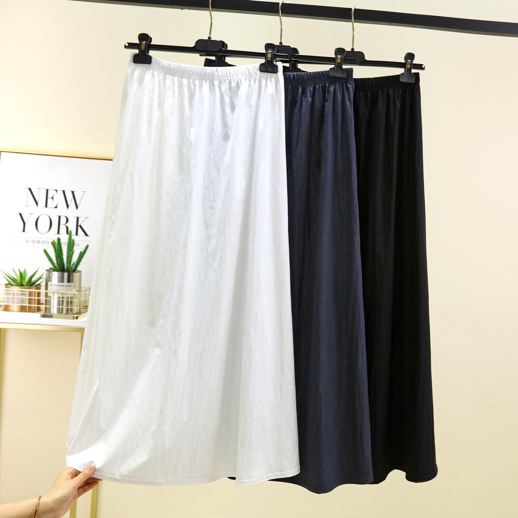 Letní dámská dlouhá sukně s vysokým pasem áčkového střihu, tenká sukně plné délky pod kotník, jednobarevná, ke všemu