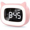 Réveil LED - Mizikuu - Tête De Chat Rose - Haut-parleurs Intelligents - Rechargeable USB