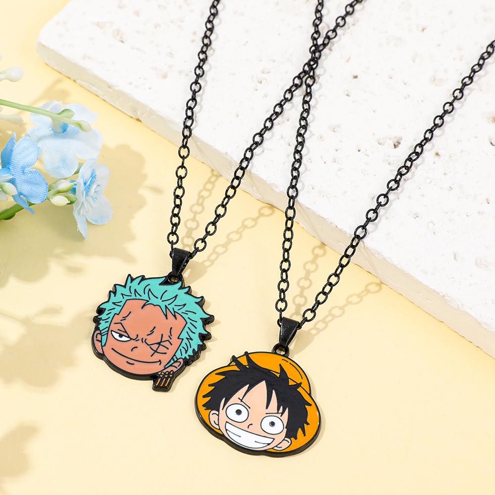 Anime Themed Cartoon Monkey D. Luffy Roronoa Zoro Figure Pendants Necklace Cosplay Accessory Unique Party Gift