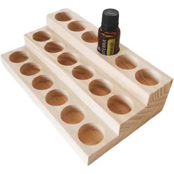 3 Tier Wooden Essential Oil Organizer Display Stand Tabletop Storage Rack for 5-20ml Bottles Perfumes and Nail Polish Compact Shelf