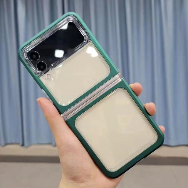 Candy Color Frame Transparent Acrylic Shockproof Phone Case For Samsung Galaxy Z Flip 3 5g Hard Clear Back Cover