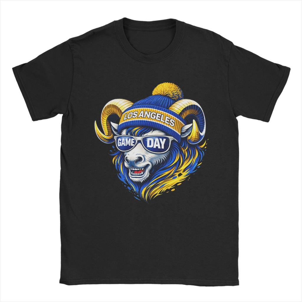 Ram with Beanie and Sunglasses Game Day Vibes Unisexs T Shirts  Funny Tees Short Sleeve Round Collar Cotton Plus Size Clothing