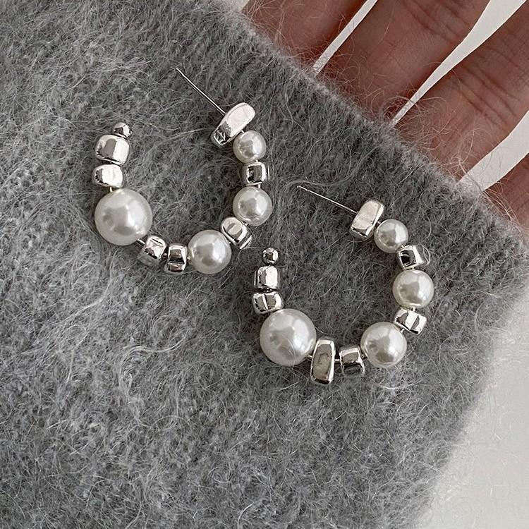 925 Silver Drop Earrings Hoop Pearl Leaf Vintage Irregular For Women Girl Gift Fashion Jewelry Dropship