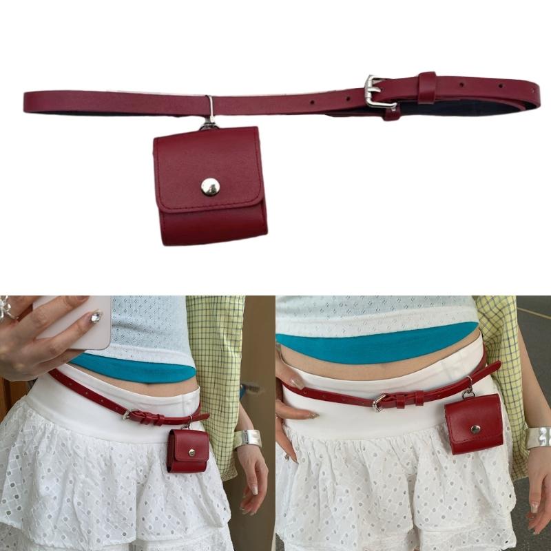 Adjustable PU Leather Waist Bag Belt Feature Detachable Mini Purse for Women Casual Outfit Accessory Solid Color Design