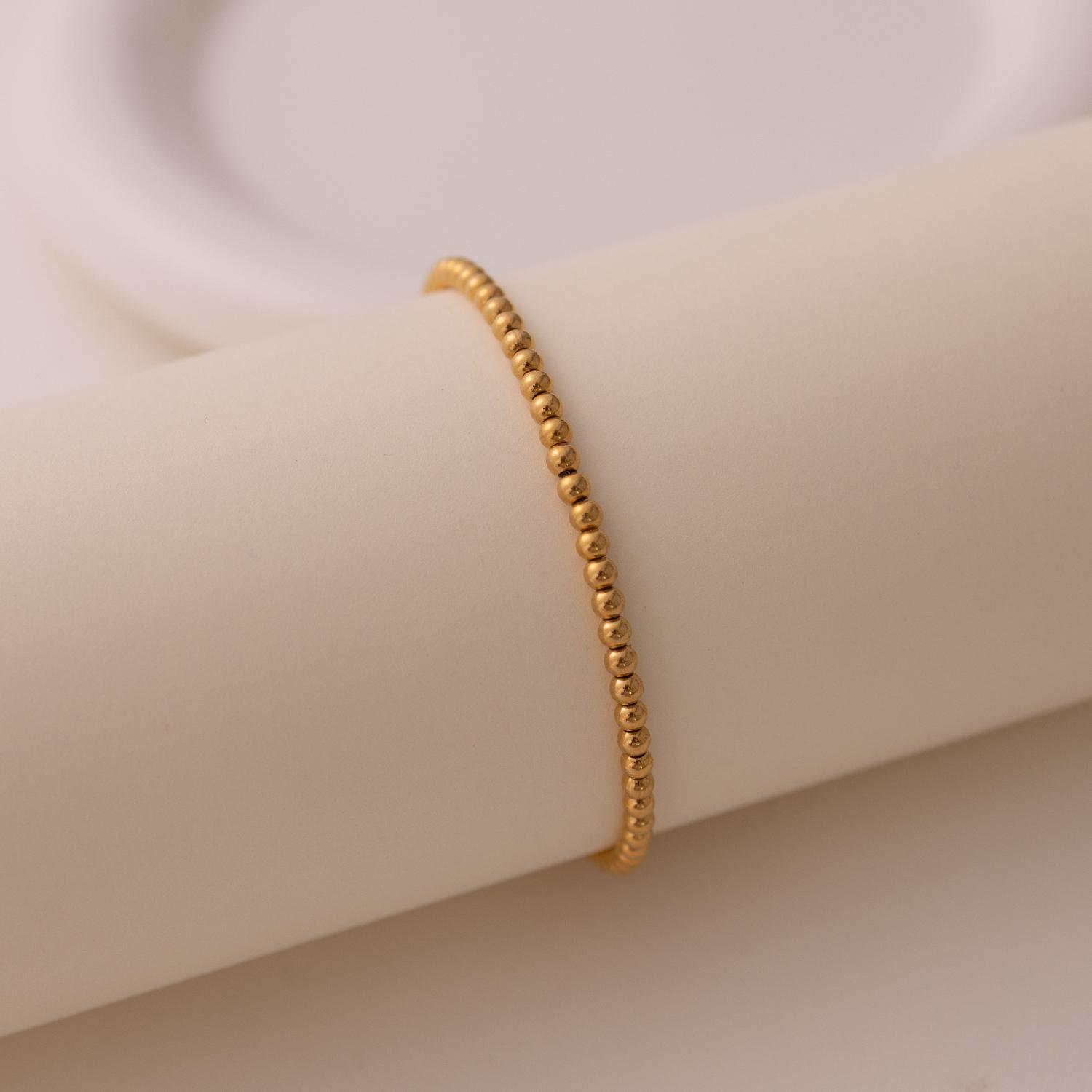 

1 шт. Изящный эластичный браслет из пресноводного жемчуга с 18-каратным золотым покрытием, набор, женская мода, браслеты из нержавеющих стальных бусин, водонепроницаемые украшения 6cm золотой