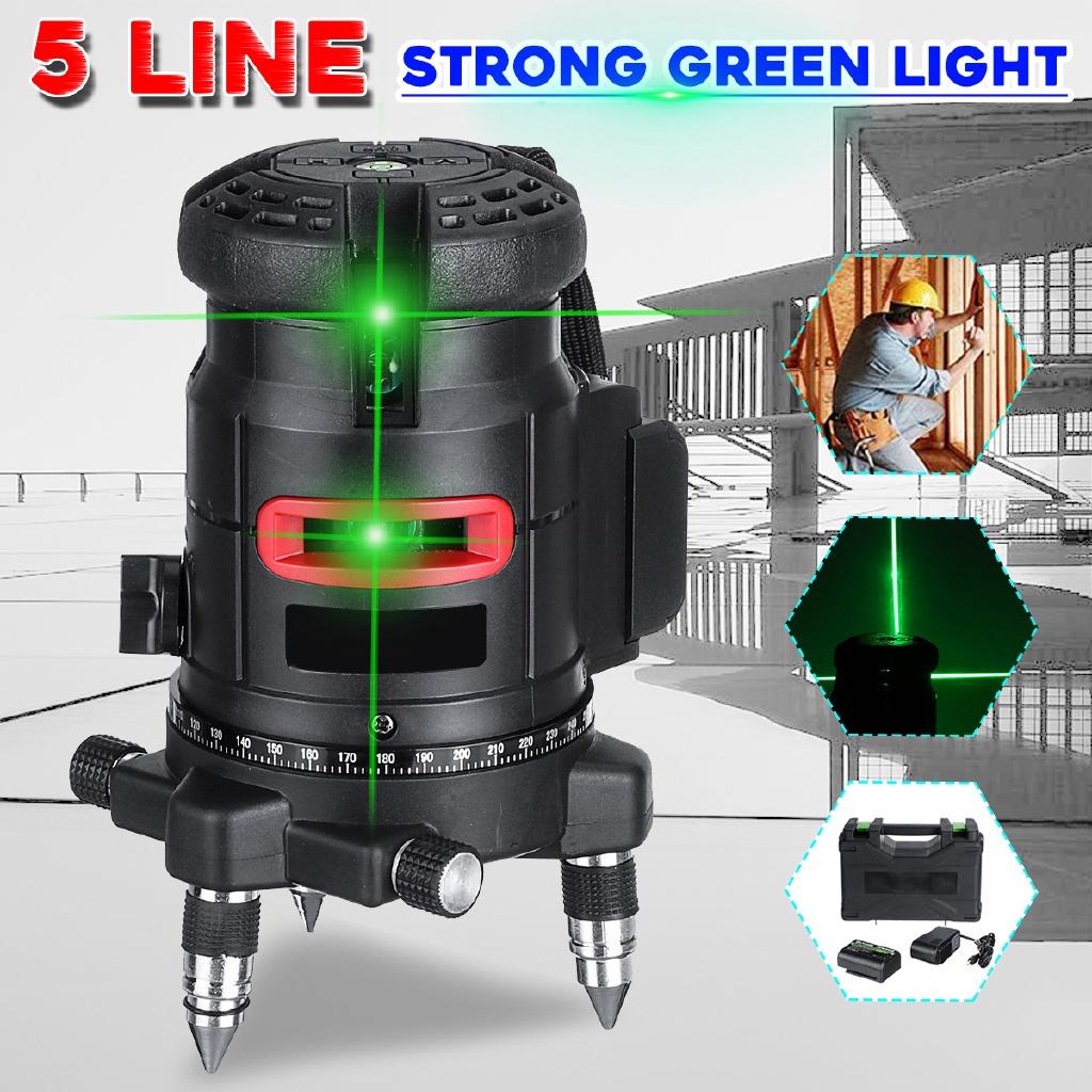 100- 240v  Strong Green Light 5 Line Laser Level 360° Rotary Laser Line