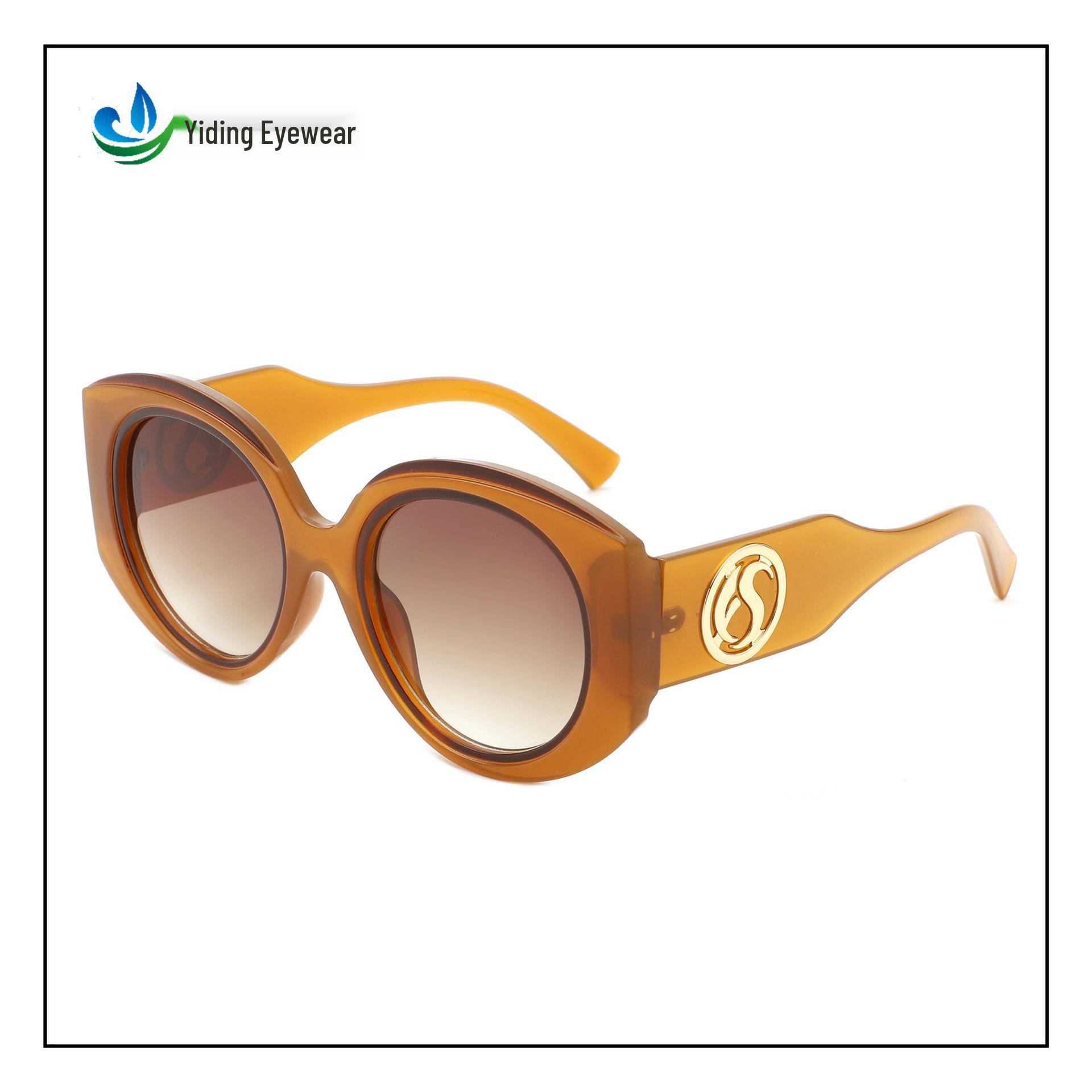 

Солнцезащитные очки в стиле INS с овальной оправой, широкими дужками, кошачий глаз - Унисекс, модный тренд, уличный стиль, европейские и американские очки высокого класса. One Size