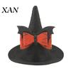 Animal Theme Party Decor Pet Halloween Witch Hat, Bows/Pumpkins Decor, Adjustable Felt Cosplay Headgear for Dogs Costume Accessory, Lightweight